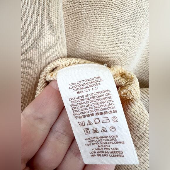 Free people balloon sleeve pullover sweatshirt 100% cotton boho butter yellow L - Picture 5 of 9